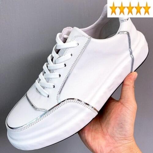 Sneakers Platform Height Increasing Men Breathable Outdoor Casual White Spring Summer Lace Up Flat Shoes Zapatillas Hombre