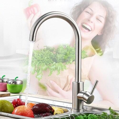 Stainless Steel Kitchen Faucet Brushed Process Swivel Basin Faucet 360 Degree Rotation Hot & Cold Water Mixers Kitchen Tap
