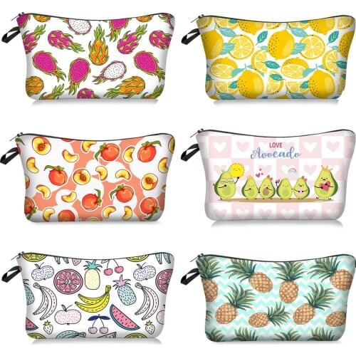 Hot Sale Fruit Printing Women Cosmetic Bags Lovely Casual Travel Portable Storage Handbags Makeup Bag Toiletry Bags For Girl