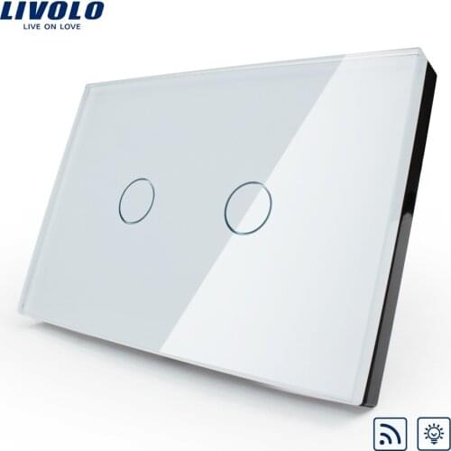 Livolo US/AU Smart Touch Switch White Crystal Glass Panel,VL-C302DR-81,110~250V/50~60Hz Wireless Dimmer Remote Light switch