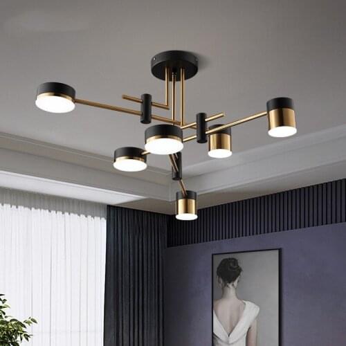 Modern chandelier lighting LED Decoration black and gold chandelier Indoor Metal Light Fixtures 4/6/8 Heads 3 Color office lamp