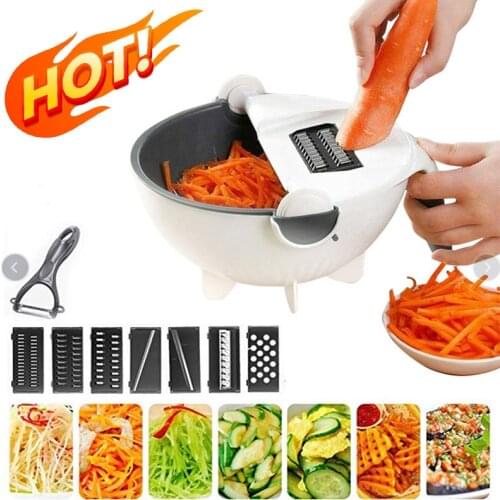 Multifunctional Vegetable Cutter With Drain Basket Veggie Fruit Shredder Grater Slicer Carrot Potato Peeler Kitchen Gadgets Tool