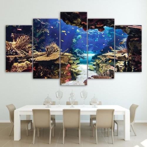 Modular Poster Canvas Art Wall Pictures 5 Panel Sea World Landscape for Living Room Home Decoration Painting Interior Decor