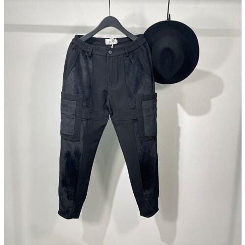 Owen Seak Men Casual Pencil Pants High Street Wear Mens Clothing England Sweatpants Preppy Autumn Winter Cross Black Pants