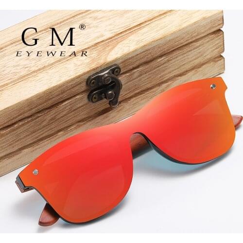 GM New Brand Wooden Vintage Sunglasses Men Polarized Flat Lens Rimless Square Frame Women Sun Glasses Oculos Gafas