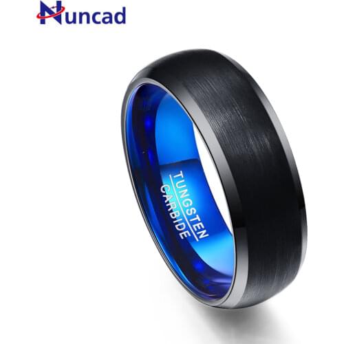 Nuncad Beautiful Wedding Brand Ring 8MM Tungsten Carbide Ring Black Dome Frosted Surface Mens Ring Comfort Fit Size 7-12