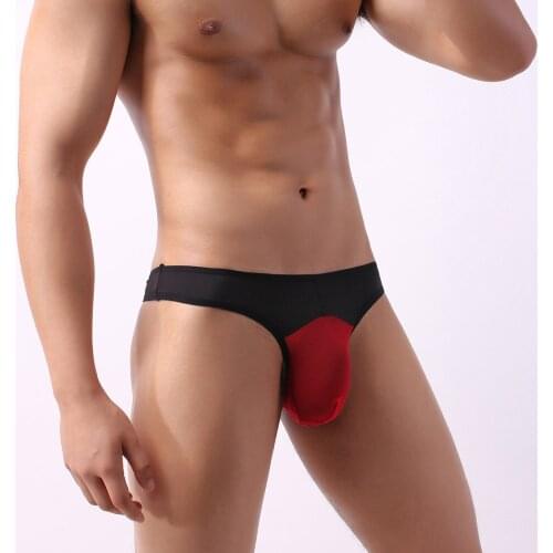 Soft Breathable Splicing Underwear Micro Mesh Briefs Sissy Men Thong With Beads See-through Lingerie Lingerie Sexy For Sex Fiber