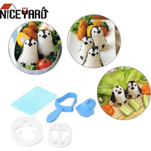NICEYARD Penguin Sushi Maker Mold Sushi Nori Punch Pad Plastic Rice Ball Mould 1 set Cooking Tools Bento Tool