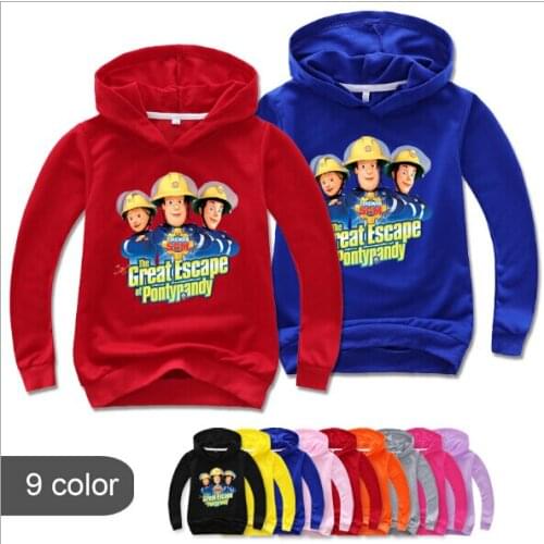 2020 New Kids Clothes Boys Hoodies Tops Fireman Sam Children Clothing Long Sleeve Tees Tops Baby Custume kids T Shirts