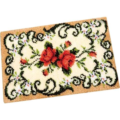 New Decorative Flower Carpet Crocheting Kit DIY Cushion Carpet Flower Latch Hook Rug Kit Needlework Crocheting Embroidery