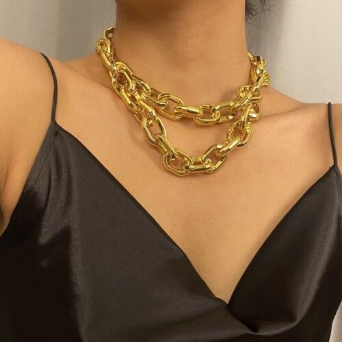 Three Dimensional Design Chain Necklace For Women Choker Necklaces Punk Chunky Thick Multi Layer Thick Chain Fashion Jewelry