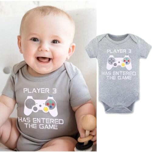 Casual Infant Baby Boys Clothes Short Sleeves Romper for Baby Girl Player Game Letter Ropa Print Kids Outfits One Piece Jumpsuit