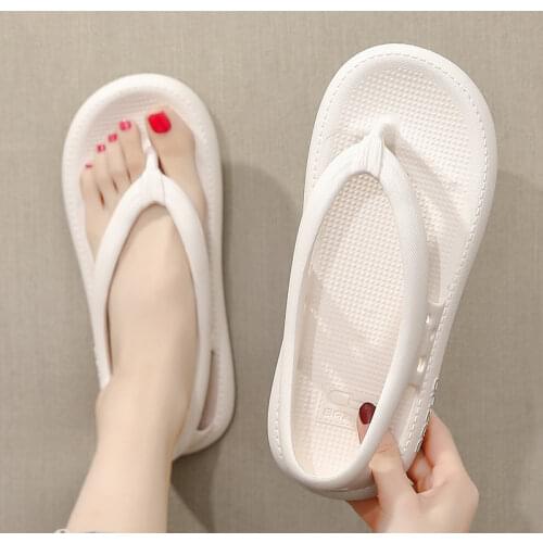 Women High Heels Thick Bottom Slippers Summer Casual Beach Shoes Big Size Couples Sandals Mules Slipper Female Lovely Flip Flops