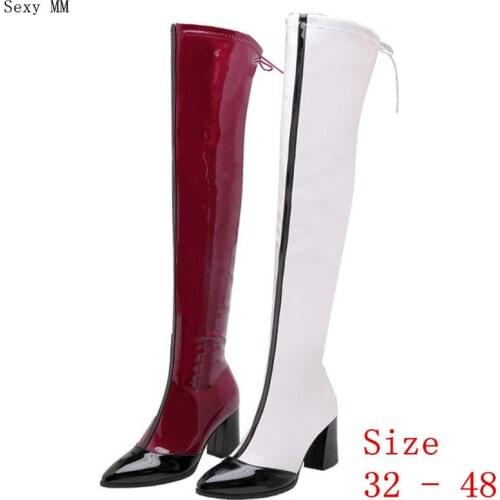 Spring Autumn Women Over the Knee Boots High Heel Woman Thigh High Boots Small Plus Size 32 - 48