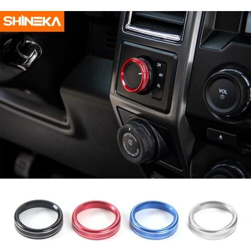 SHINEKA Aluminium Alloy 4 WD Four Drive Switch Button Decorative Ring Cover Frame Sticker Kit for Ford F150 XLT 2016