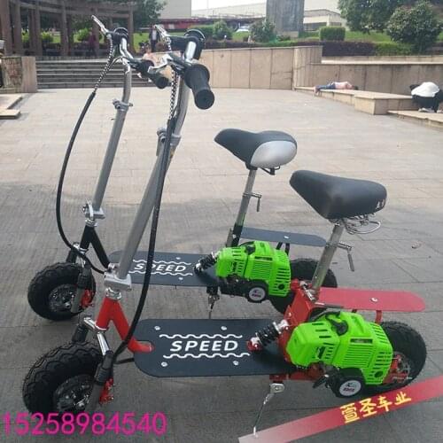 Foldable Two-Wheel Gasoline Scooters Two-Stroke Fuel Power Steam Small Mini Pedal Motorcycle