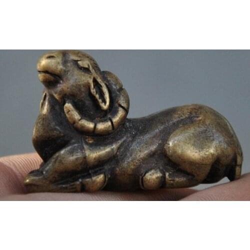 Old China Feng Shui bronze sheep goat animal statue