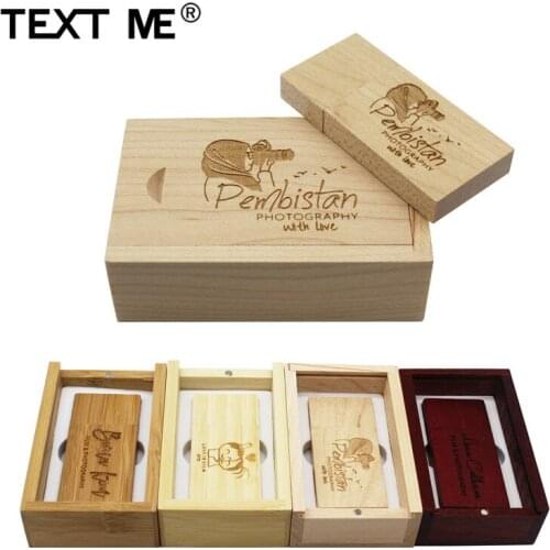 TEXT ME wood 5 coulour wooden+box Personalized LOGO usb flash drive 4GB 8GB 16GB 32GB 64GB usb 2.0 photography gift