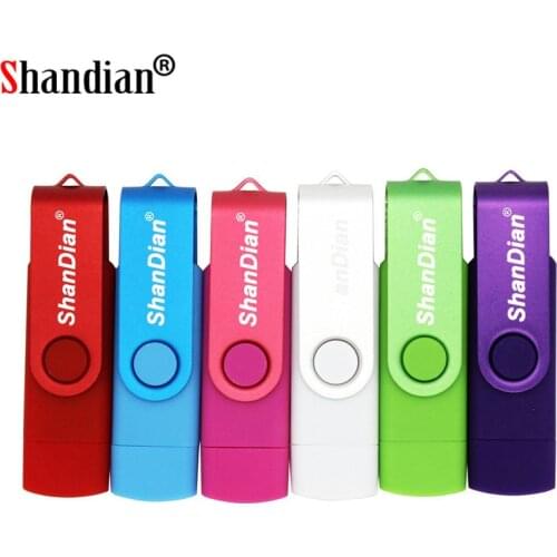 SHANDIAN Customer LOGO OTG USB Flash Drive 4GB 8GB 16GB 32GB 64GB 128GB pendrive for Android Smart Phone Metal OTG memory stick
