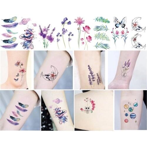 Waterproof Black Temporary Tattoo Stickers Men Women Rose Feather ankle Body Art Water Transfer Tattoos Arm Waist Finger Tatoo