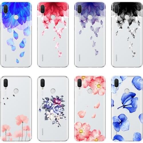 Back Cover For Huawei Nova Smart Lite 2017 Pink Flower Red Blue Soft Silicone Phone Case For Huawei Nova 3 3I 3E 2i 2 Lite Plus