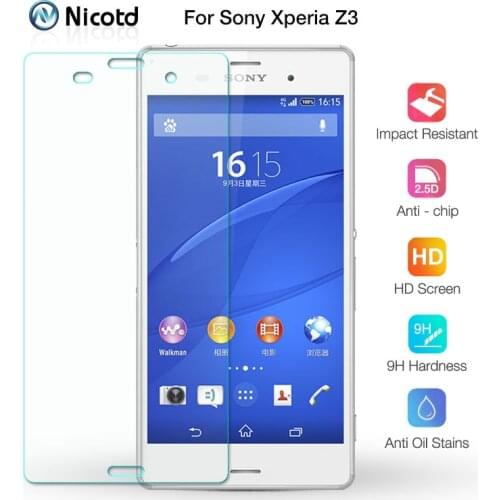 Nicotd Tempered Glass For Sony Xperia Z3 Screen Protector 9H 2.5D Phone On Protective Glass For Xperia Z3 D6633 D6643 glass Film