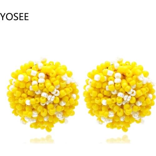 Women earrings Boho Bohemian Beads Crystal Earrings Stud Earring Gold color Ear Earings For Women Jewelry