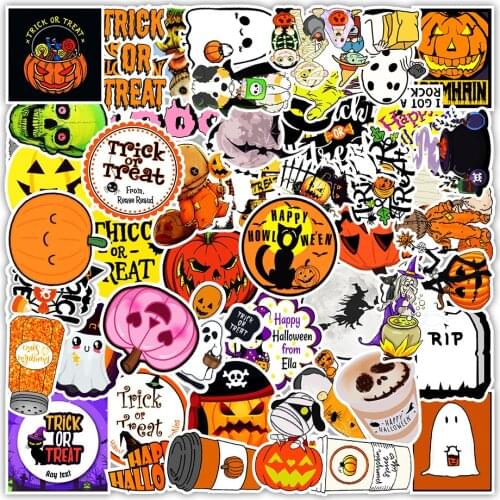 10/50Pcs Halloween Pumpkin Decoration Graffiti Stickers Mobile Phone Case Skateboard Suitcase Waterproof Stickers