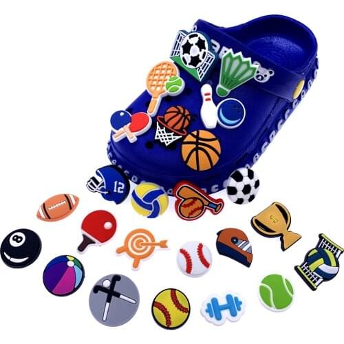 100PCS/Lot PVC Shoes Charms Baseball Croc Accessories Croc Sports Slipper Wristband Decoration For Kids X-MAS Gifts