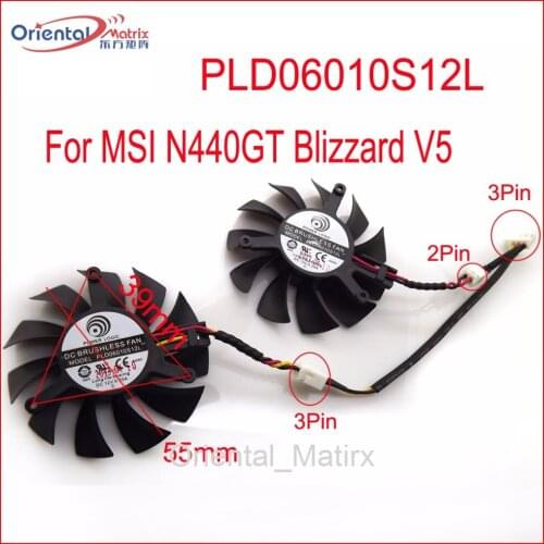2pcs/Lot PLD06010S12L 55mm 39x39x39mm 12V 0.20A 3Wire For MSI N440GT Blizzard V5 Graphics Card Cooling Fan