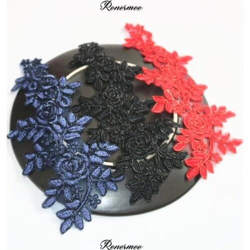 20Pcs Red Navy Black Flower Venise Flower Lace Applique Trim Wedding Dress Sewing Lace Patch 23X10cm SX375