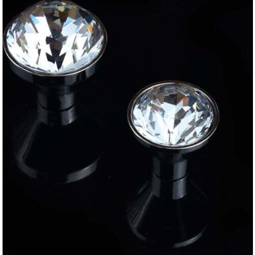 25mm 30mm rhinestone drawer watch tv table knobs pulls silver chrome clear glass crystal dresser kitchen cabinet door handles