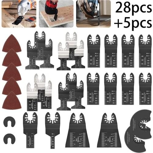 28/33 Pcs Universal Saw Blade Set Wood Metal Plastic Oscillating Multi Tool Quick Release Saw Blades for Fein Multimaster Power