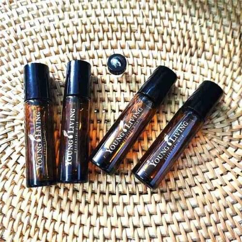 50pcs 5ml 10ml 15ml Brown Glass Essential Oil Vials Dropper Roller Spray Bottles for DoTERRA Cosmetic Perfume Refillable Vials