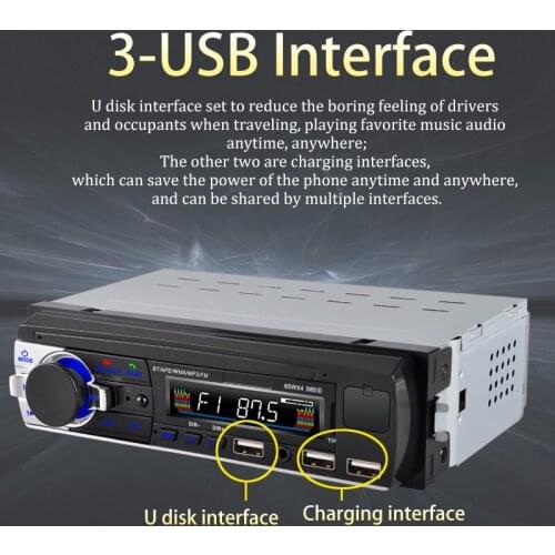 508 Car Radio 3-USB 3.1A DC12V Magnetic Mobile Phone Holder Host Player 1 Din SD U Disk Playback MP3 Bluetooth