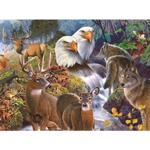 5d diy Diamond Painting Eagle Wolf&Deer Full Diamond Embroidery Animals Scene Cross stitch Mosaic Picture of Rhinestones Decor