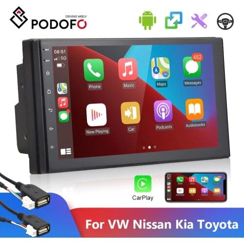Podofo Android 2 Din Car radio Multimedia Video Player Universal auto Stereo GPS MAP For Volkswagen Nissan Hyundai Kia Toyota