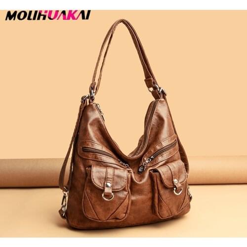 Large Capacity Casual Totes Bag High Quality Leather Shoulder Bags For Women 2021 Branded Designer Female Crossbody Bag