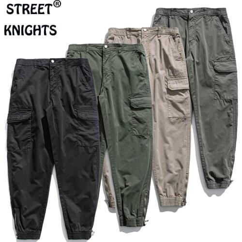 Summer Mens Casual Pants Jogging Overalls Loose Large Size Cargo Work Tactical Multi-Pockets Spring Trousers Men Clothes 2021