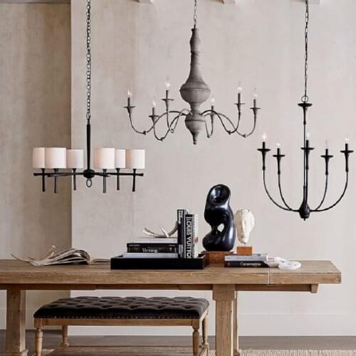 French country wood chandelier American retro old modern minimalist lamps living room lamp bedroom lamp lighting