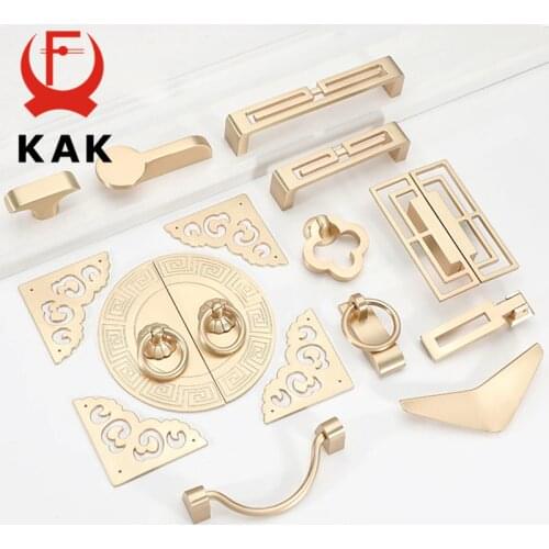 KAK Gold Cabinet Knobs and Handles Luxury Gold Kitchen Cupboard Door Pulls European Drawer Furniture Handle Hardware