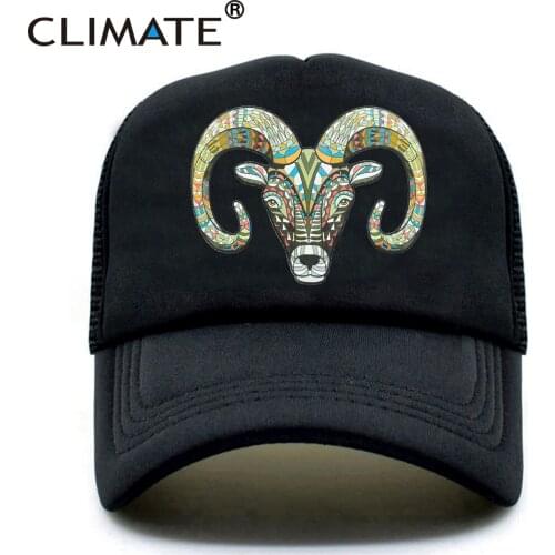 CLIMATE Goat Trucker Caps Hat Women Men Goat Head Hat Cap Cool Hip Hop Summer Colorful Mesh Baseball Cap Hat for Men Women Youth