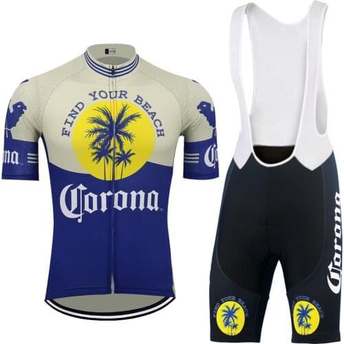 CORONA Cycling Jersey Set New Maillot Ciclismo Hombre Men Short Sleeve Bike Clothing GEL Breathable Pad Bib Shorts MTB