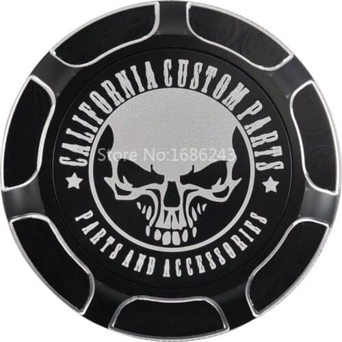 Motorcycle Aluminum California Skull Black Fuel Gas Tank Oil Cap Cover For Harley XL Dyna Softail Touring Road King Trike