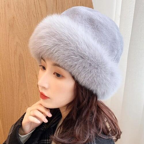 Lantafe Hats Women Hat Winter Hats For Women Fluffy Hair Fox Fur Hat And Rex Rabbit Fur Keep Warm Real Fur Pretty Cute Style