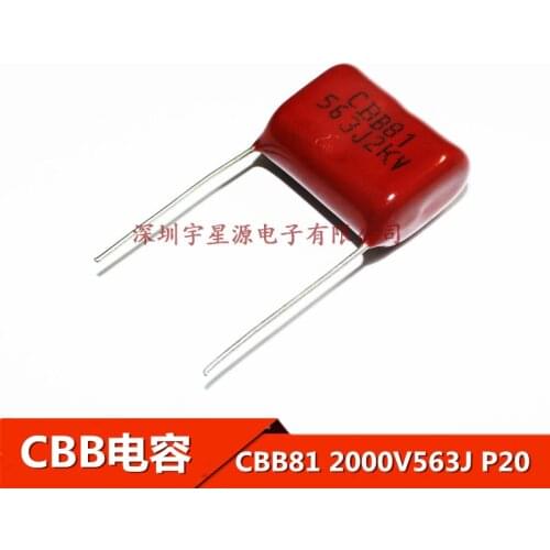 10pcs Metallized Polypropylene Film Capacitor CBB81 2000V 563 56NF 0.056UF 2KV 563J Pitch 20mm