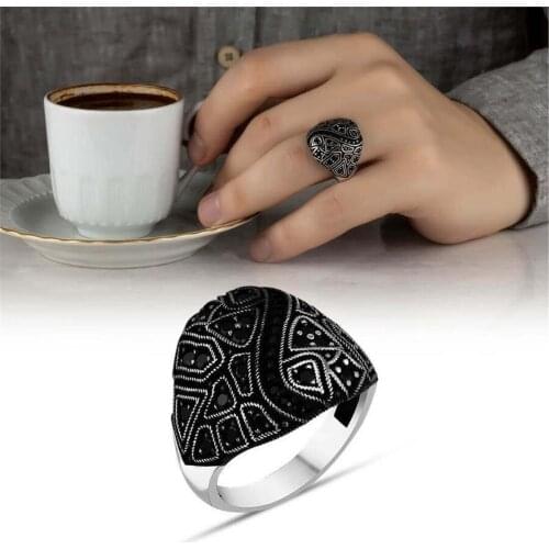 New Design Micro Cubic Zirconia 925 Sterling 925 K Silver Men 'S Ring