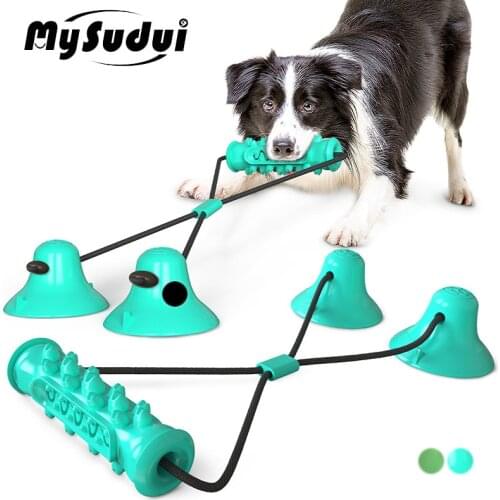 MySudui Multifunction Dog Rope Ball Double Suction Cup Chew Dog Toy Toothbrush Molars Rubber Treat Ball Training Pet Supplies