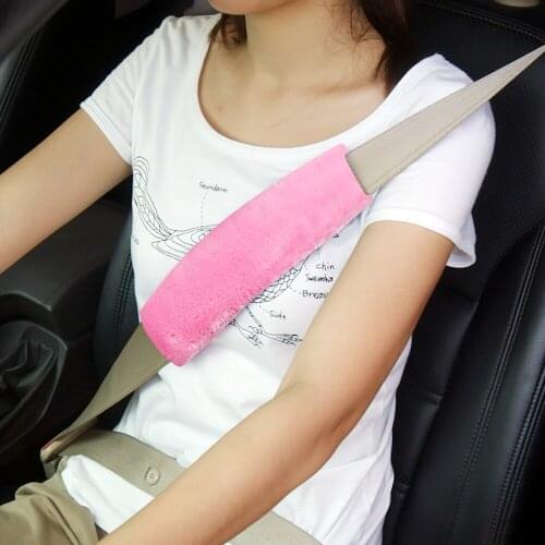 LEEPEE Comfortable Driving Shoulder Pad Seat Belt Cover 2Pcs/set Soft Plush Car Seatbelt Shoulder Strap Case Car-styling