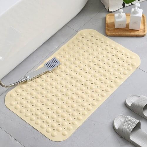 Non-slip Bath Mat Rectangle PVC Anti-skid Bathroom Mats Soft Massage Suction Cup Anti-Bacterial Shower Bath Mat Bathtub Carpet